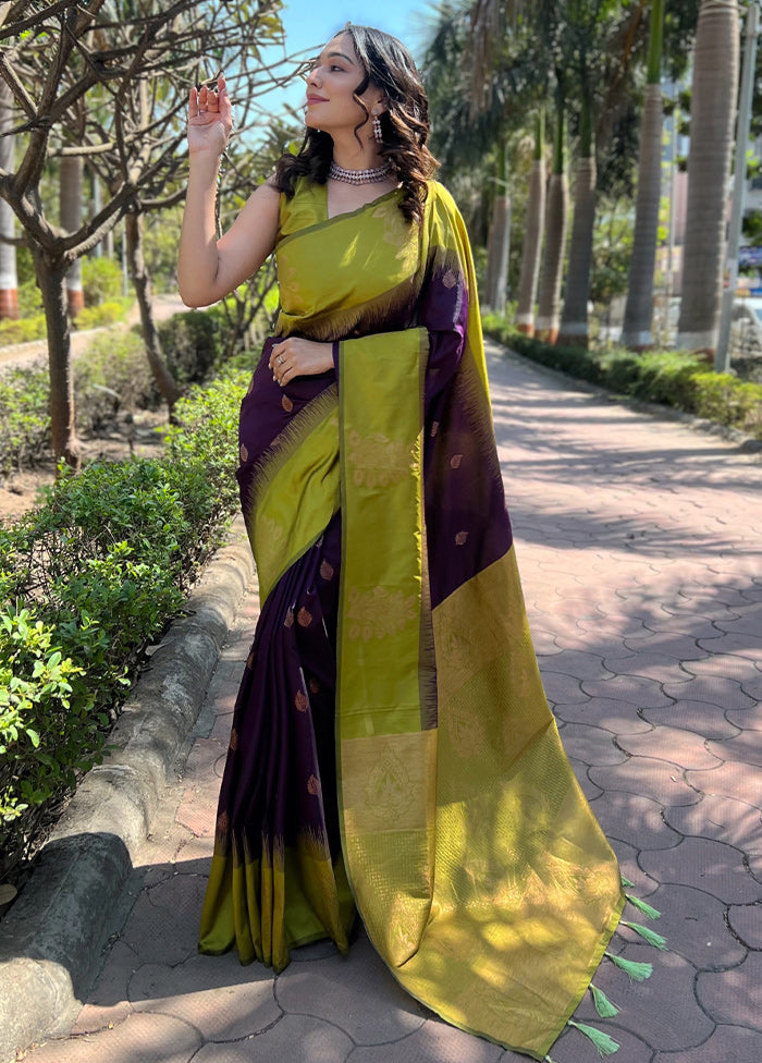 Wine Dupion Silk Saree With Blouse Piece