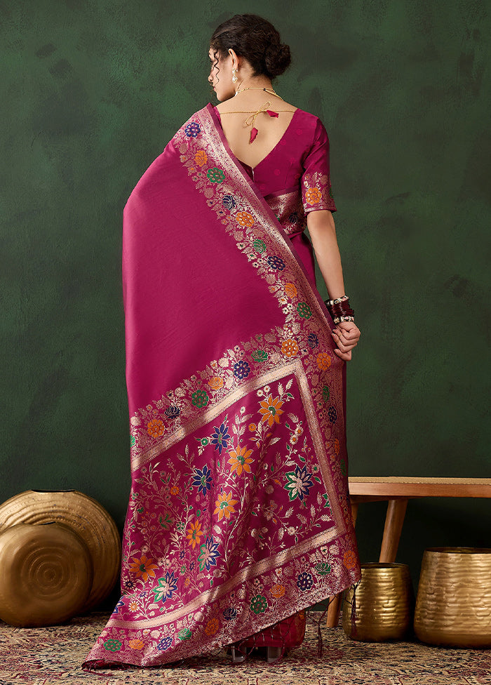 Pink Dupion Silk Saree With Blouse Piece