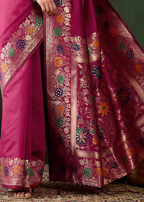 Pink Dupion Silk Saree With Blouse Piece