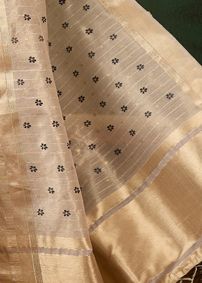 Beige Organza Saree With Blouse Piece