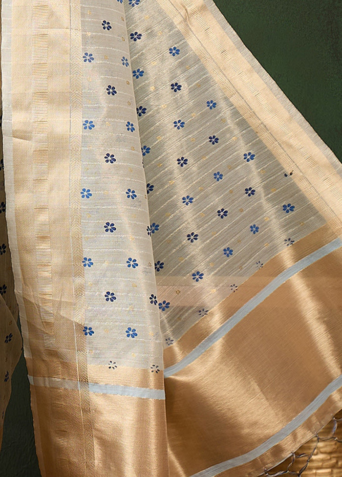 Sky Blue Organza Saree With Blouse Piece