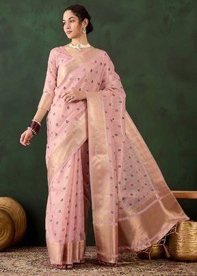 Pink Organza Saree With Blouse Piece