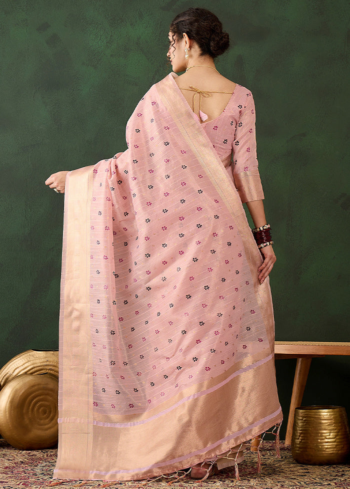 Pink Organza Saree With Blouse Piece