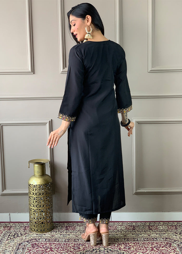 3 Pc Black Readymade Viscose Suit Set