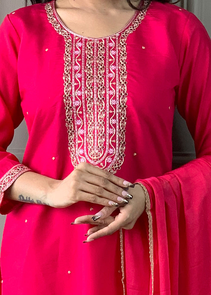 3 Pc Pink Readymade Viscose Suit Set