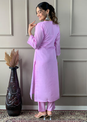 3 Pc Pink Readymade Viscose Suit Set