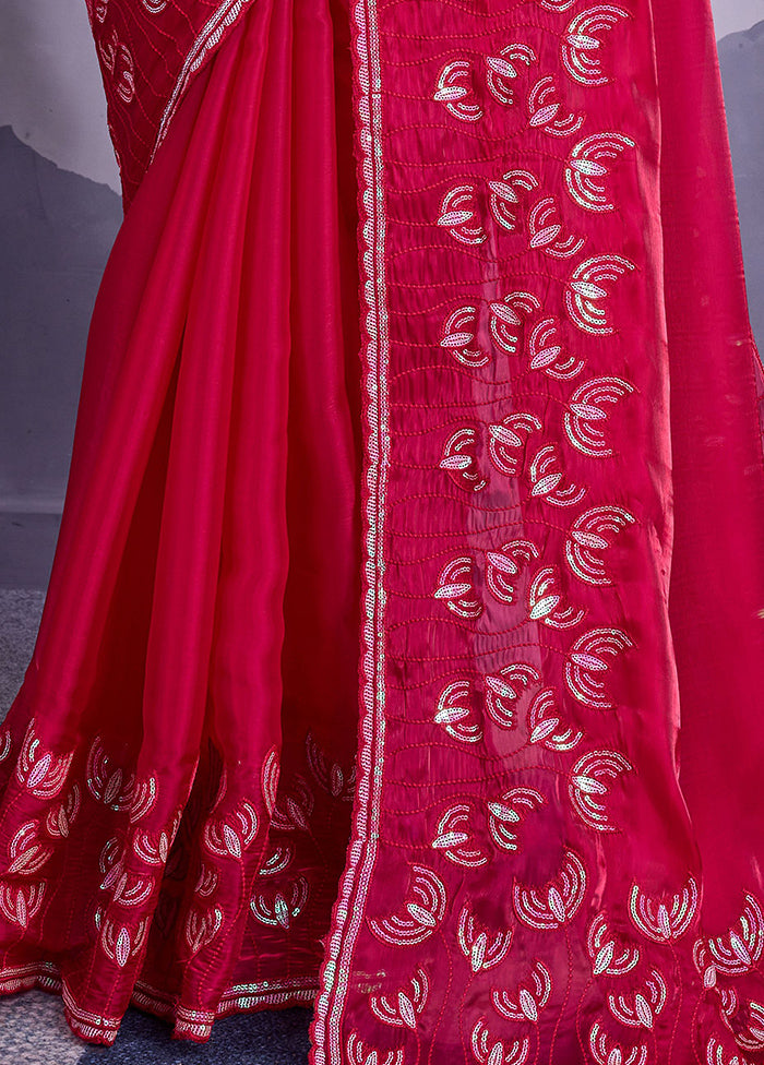 Pink Spun Silk Saree With Blouse Piece