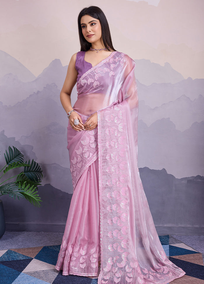 Purple Spun Silk Saree With Blouse Piece