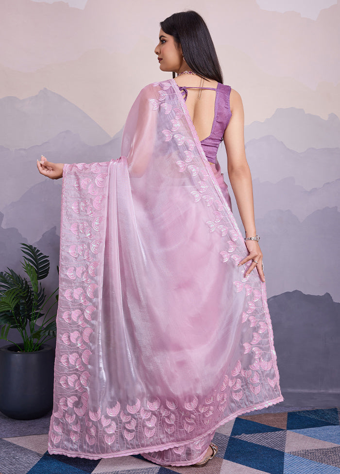 Purple Spun Silk Saree With Blouse Piece