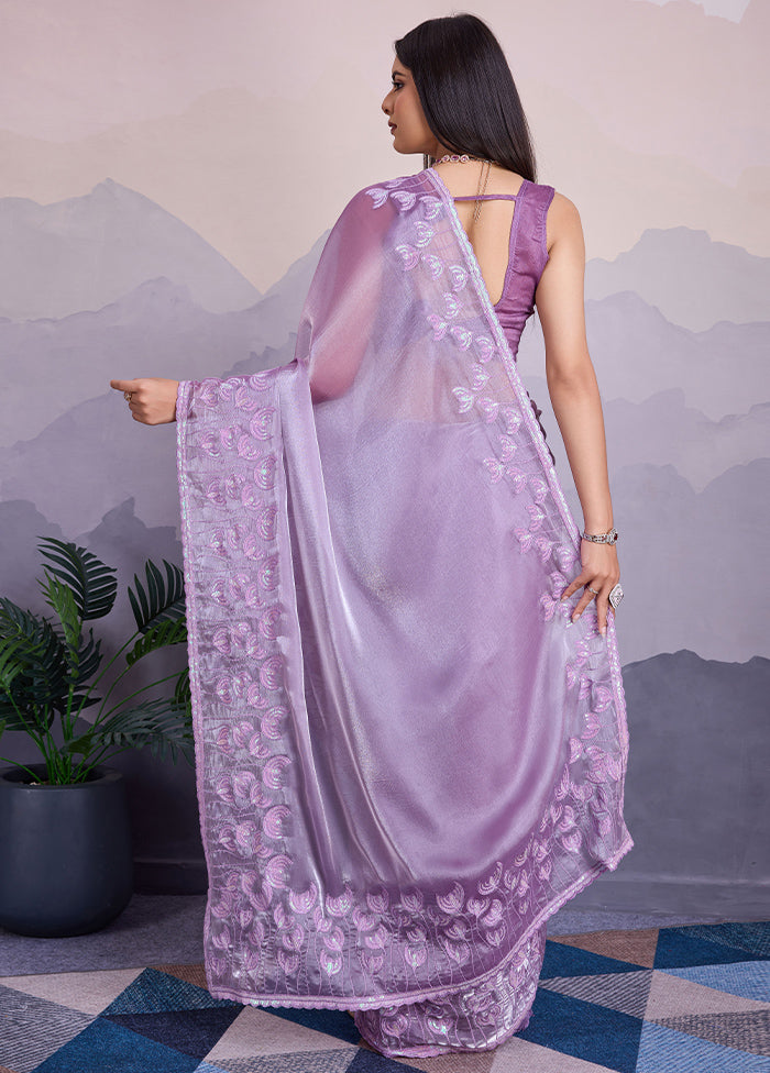 Lavender Spun Silk Saree With Blouse Piece