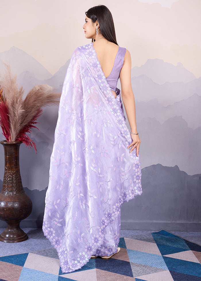 Lavender Dupion Silk Saree With Blouse Piece