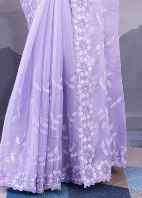 Lavender Dupion Silk Saree With Blouse Piece