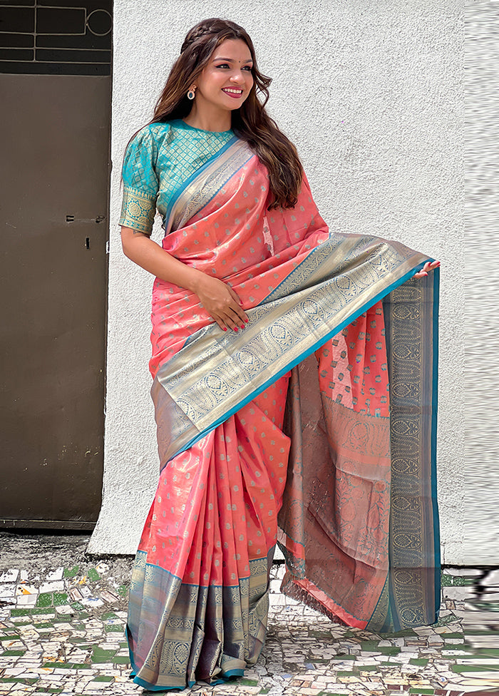 Rust Dupion Silk Saree With Blouse Piece