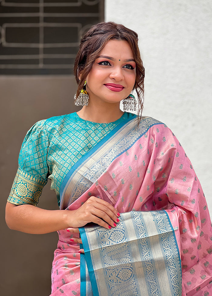 Rust Dupion Silk Saree With Blouse Piece