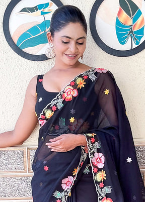 Black Georgette Saree With Blouse Piece