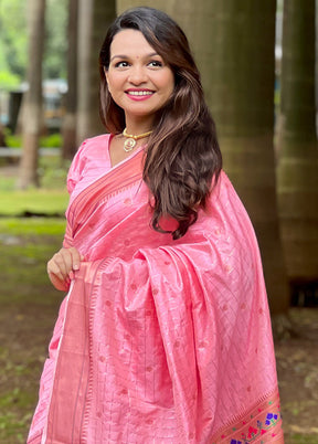 Pink Dupion Silk Saree With Blouse Piece