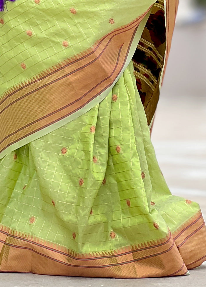 Pista Green Dupion Silk Saree With Blouse Piece