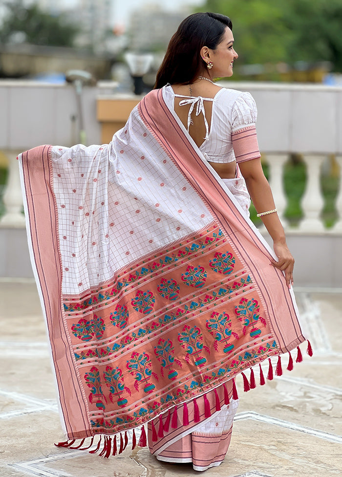 White Dupion Silk Saree With Blouse Piece