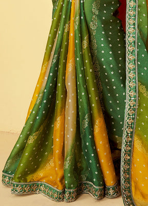 Multicolor Chiffon Silk Saree With Blouse Piece