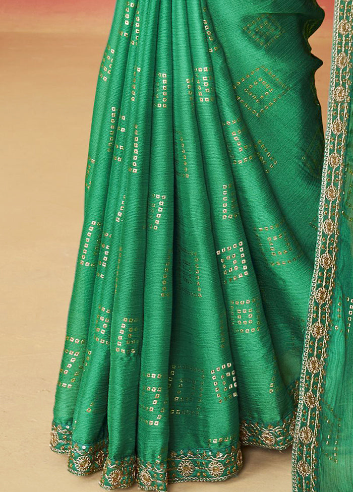 Green Chiffon Silk Saree With Blouse Piece