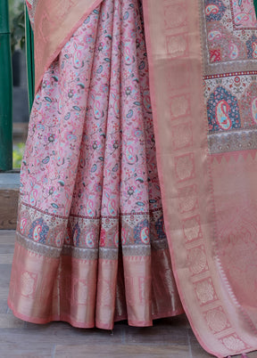 Pink Pasmina Silk Saree With Blouse Piece