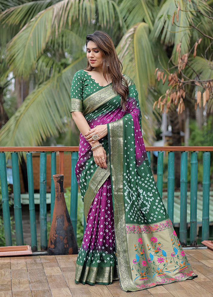 Green Dupion Silk Saree With Blouse Piece