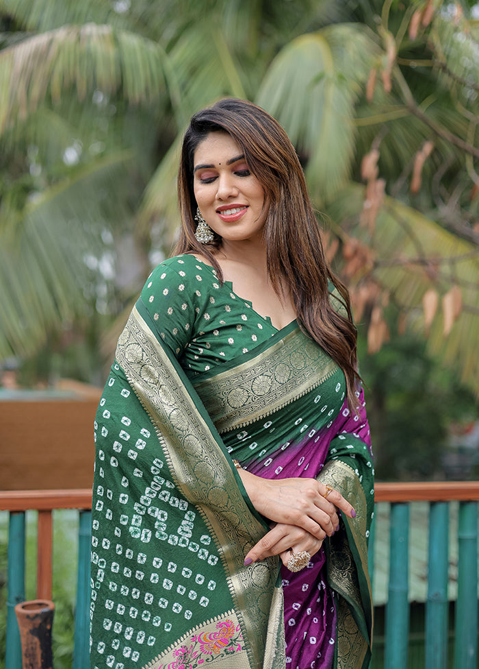 Green Dupion Silk Saree With Blouse Piece