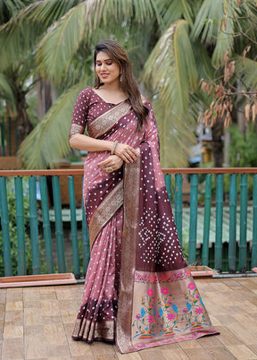 Brown Dupion Silk Saree With Blouse Piece