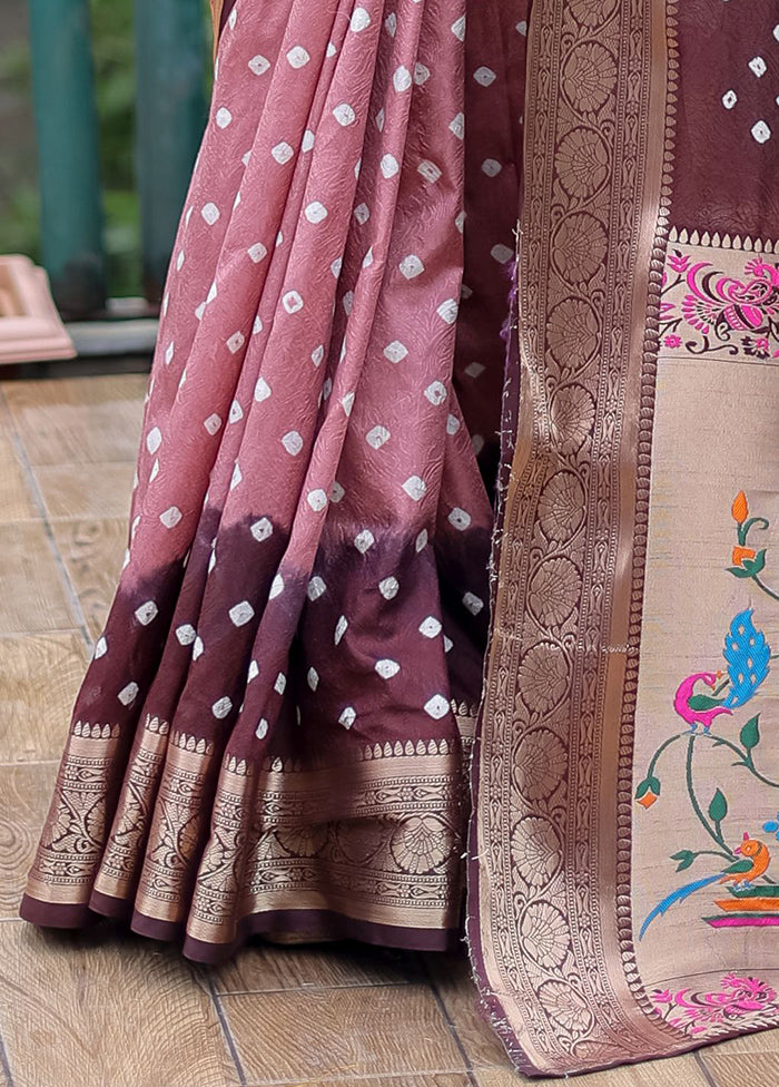 Brown Dupion Silk Saree With Blouse Piece