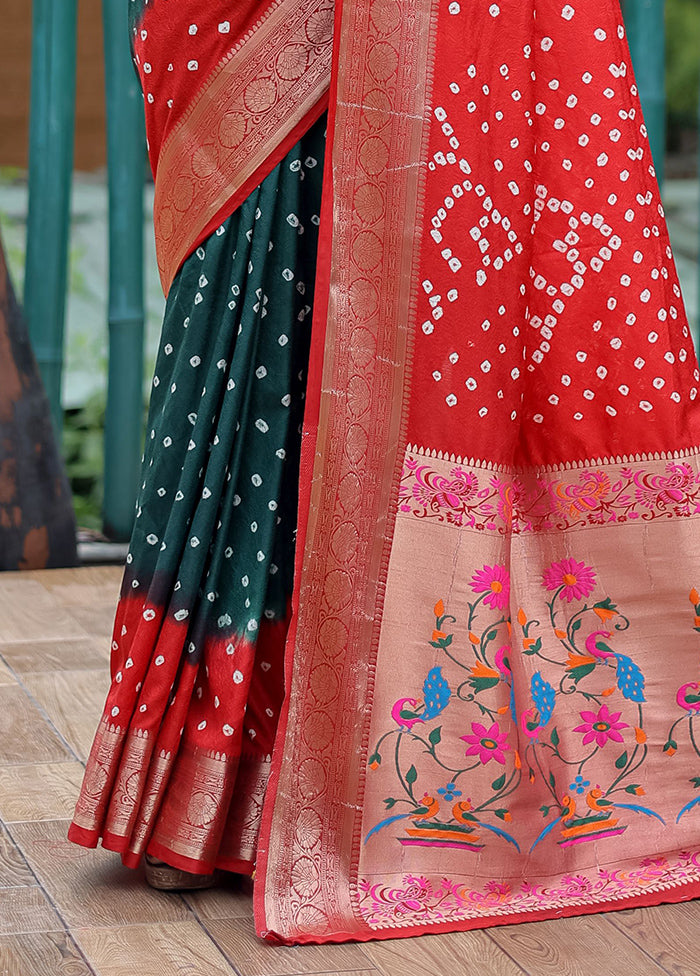 Red Dupion Silk Saree With Blouse Piece