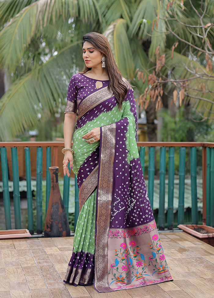 Purple Dupion Silk Saree With Blouse Piece