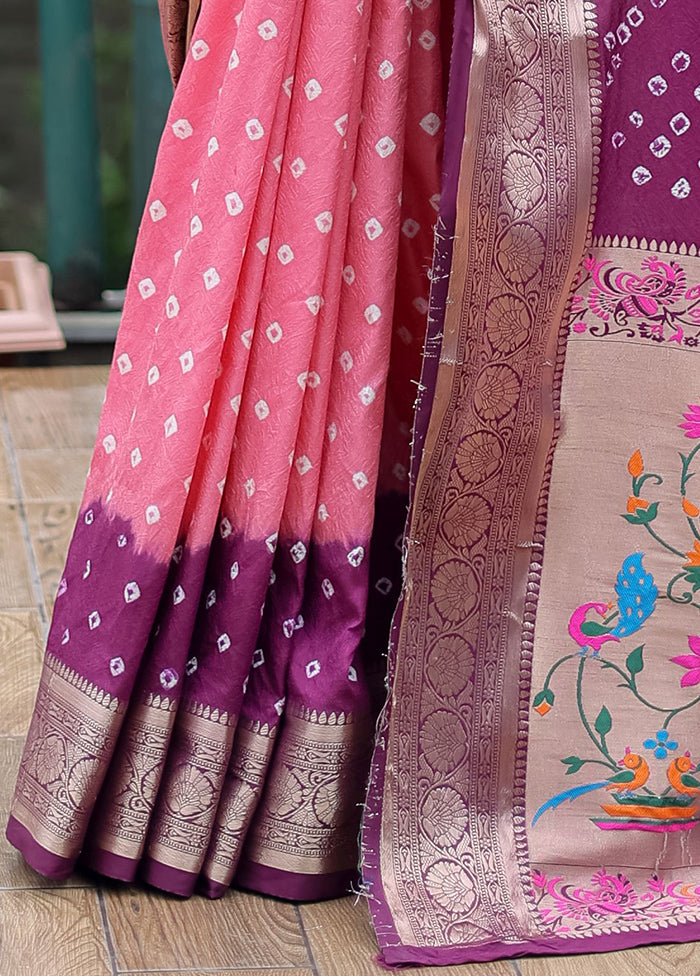 Magenta Dupion Silk Saree With Blouse Piece