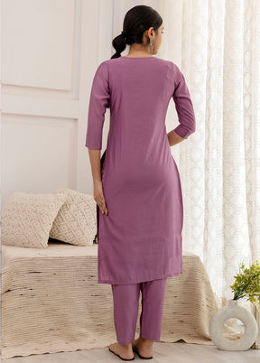 3 Pc Purple Readymade Viscose Suit Set