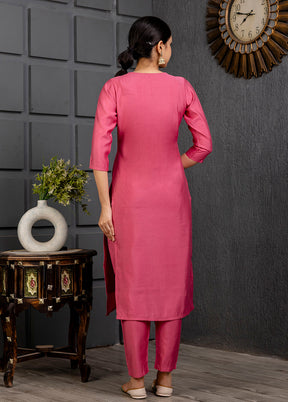 3 Pc Pink Readymade Viscose Suit Set