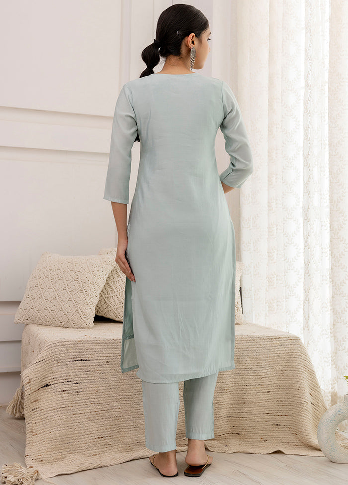 3 Pc Grey Readymade Viscose Suit Set