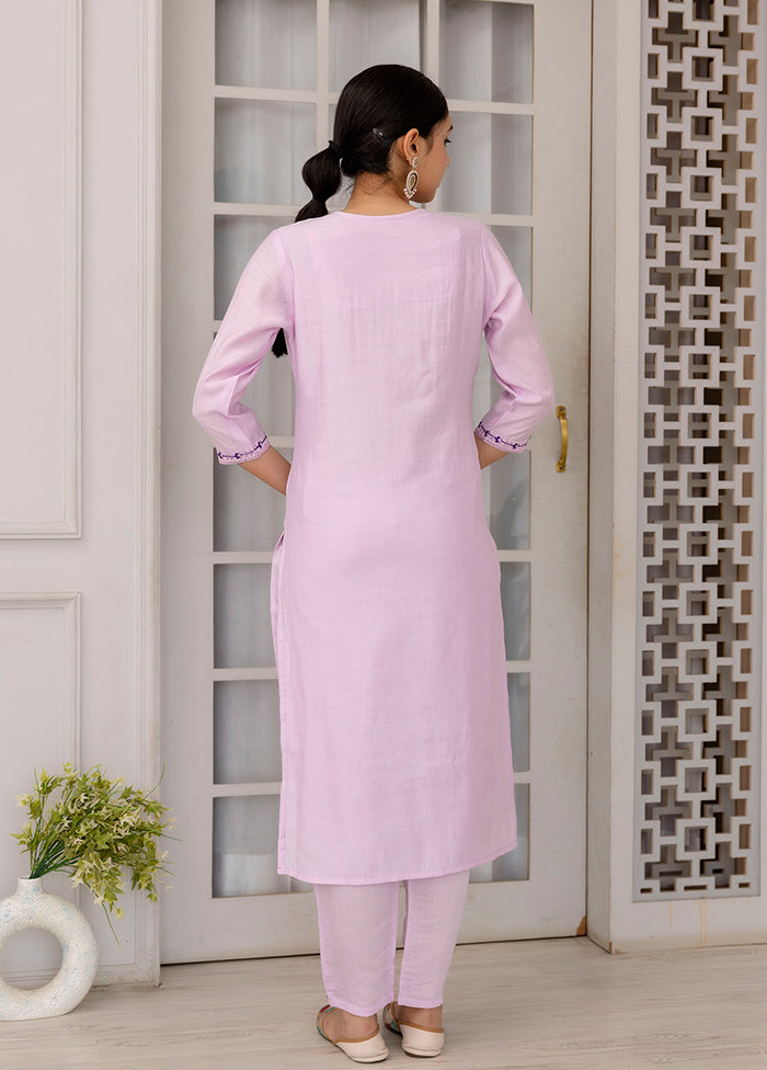 3 Pc Lavender Readymade Viscose Suit Set