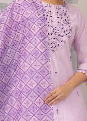 3 Pc Lavender Readymade Viscose Suit Set