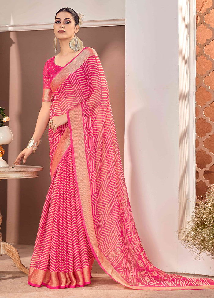 Pink Chiffon Silk Saree With Blouse Piece