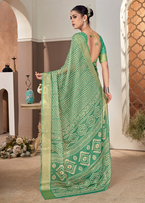 Sea Green Chiffon Silk Saree With Blouse Piece