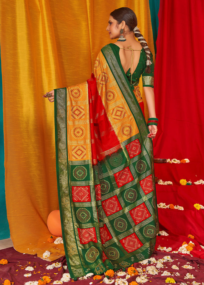 Mustard Tussar Silk Saree With Blouse Piece