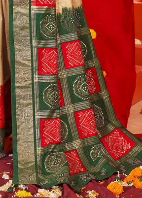 Beige Tussar Silk Saree With Blouse Piece