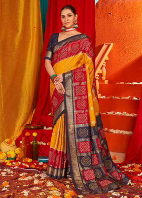 Gold Tussar Silk Saree With Blouse Piece