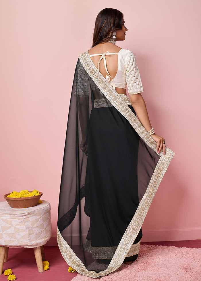 Black Organza Saree With Blouse Piece