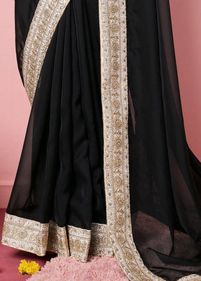 Black Organza Saree With Blouse Piece