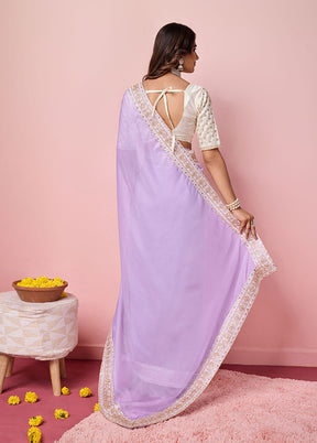 Purple Organza Saree With Blouse Piece