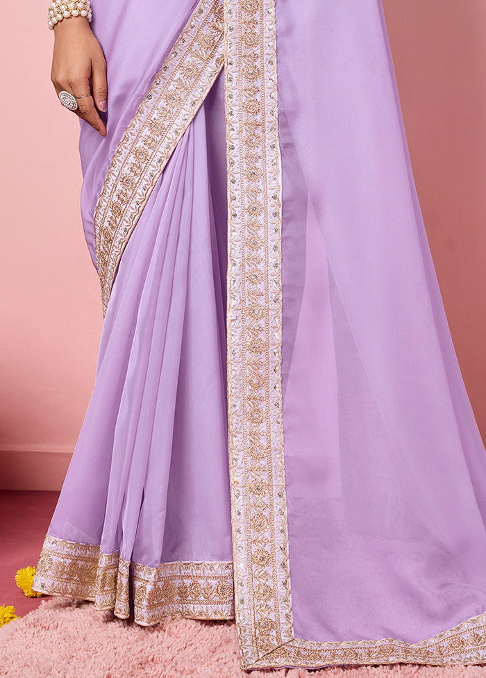 Purple Organza Saree With Blouse Piece