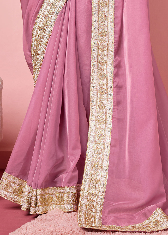 Pink Organza Saree With Blouse Piece