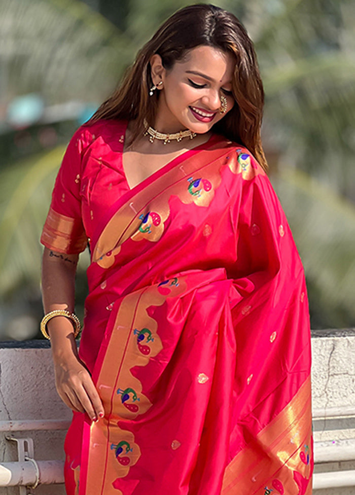 Pink Spun Silk Saree With Blouse Piece