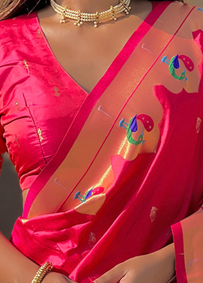 Red Spun Silk Saree With Blouse Piece