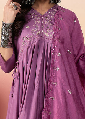 3 Pc Purple Readymade Silk Suit Set